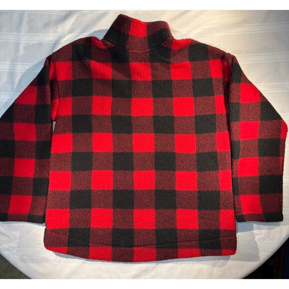 Old Navy Red & Black Buffalo Plaid Sherpa Fleece Pullover – Size L - Picture 5 of 5